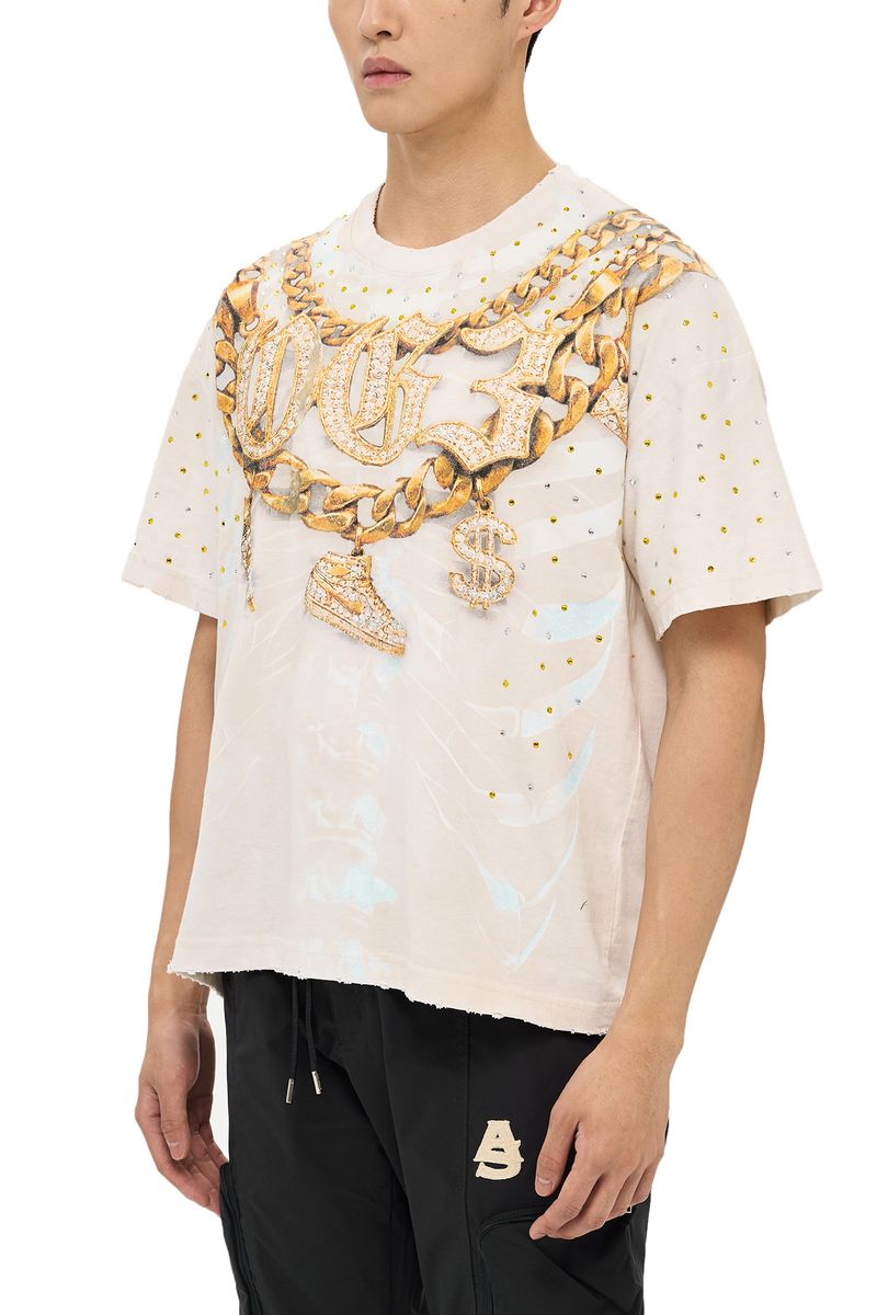 Alpha Style Chain Skeleton T-Shirt - Slashed Back
