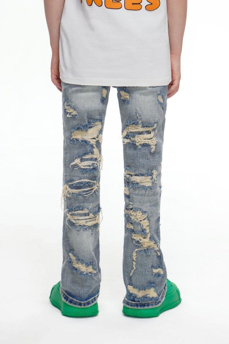 Valabasas Breach Stacked Denim Jeans Youth - Distressed Light Wash