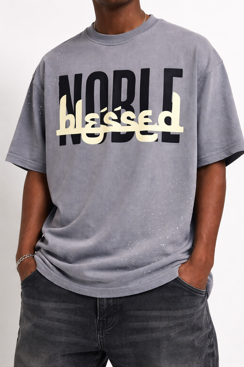Noble Blessed Tee - Relaxed Fit Washed Grey