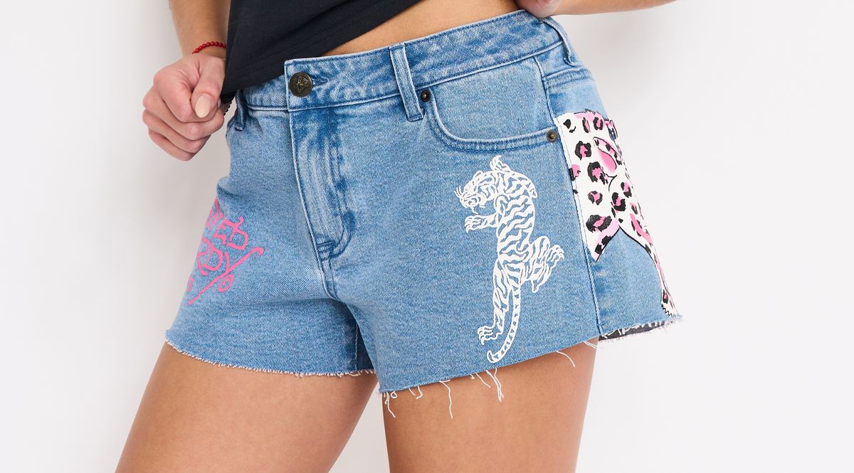 Ed Hardy Leopard Women Shorts - Frayed Hem
