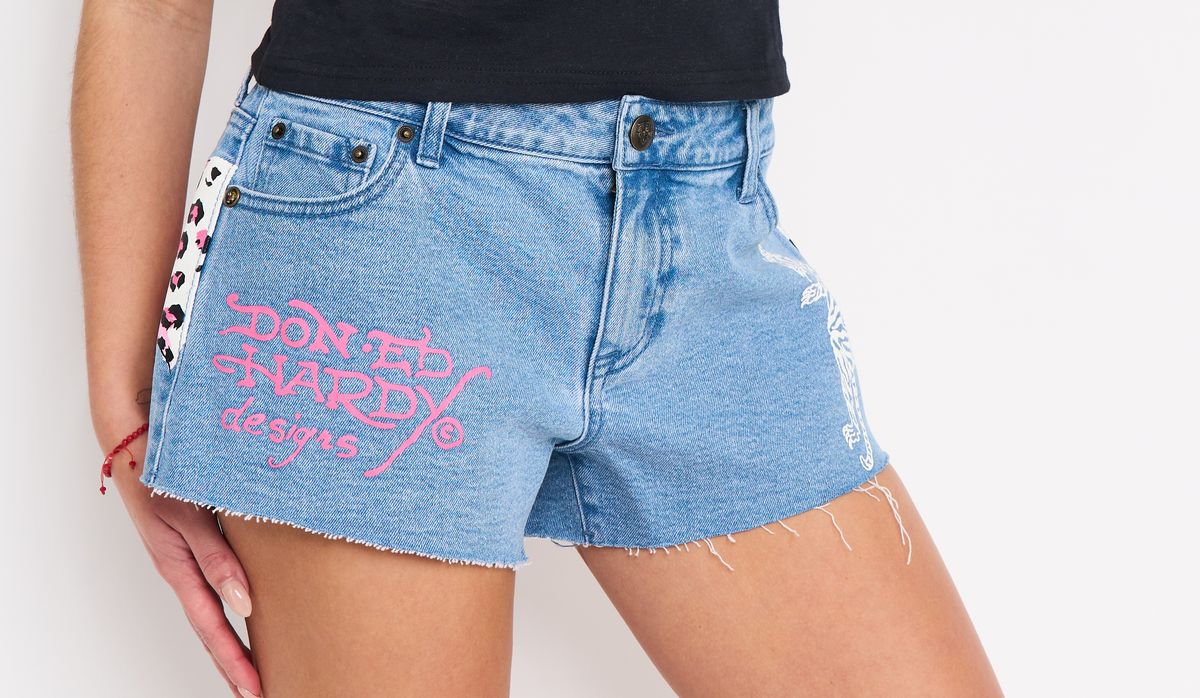 Ed Hardy Leopard Women Shorts - Frayed Hem