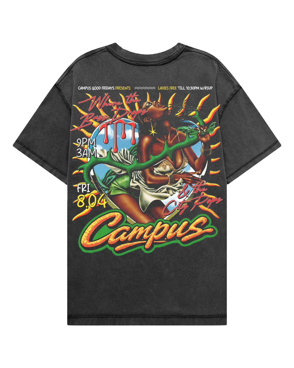 Campus Party Tee T-Shirt - Graphic Back Black