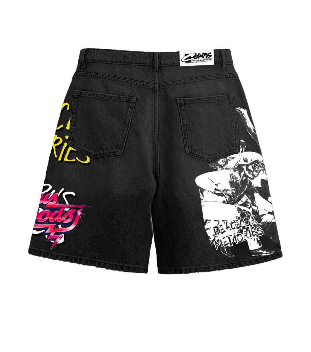 Campus Memories Denim Jort – Black