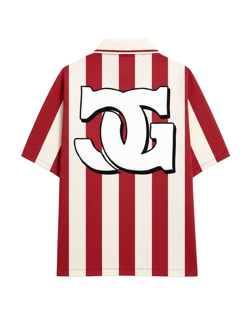 Campus Striped Short-Sleeve Polo – Red/Cream