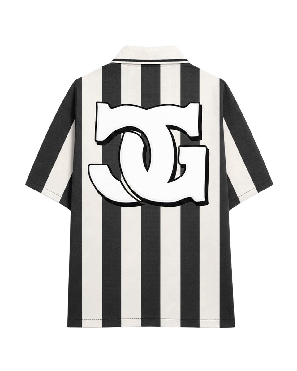 Campus Stripe Polo-Shirt - Oversized Logo Black