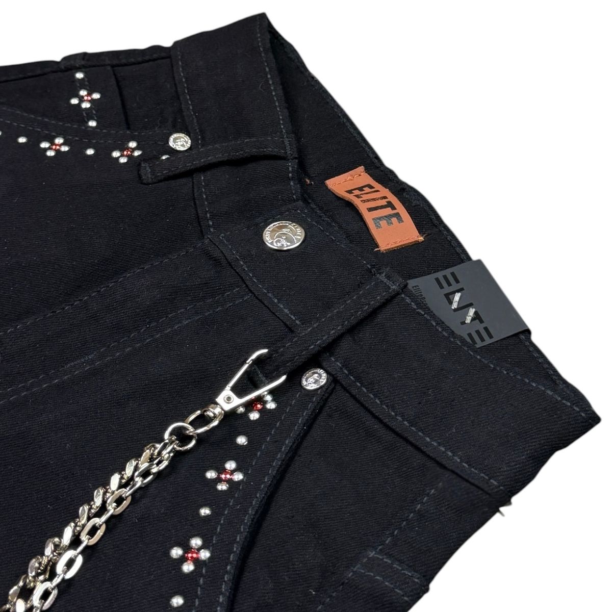 Elite Premium - Winners Embellished Denim Shorts – Jet Black