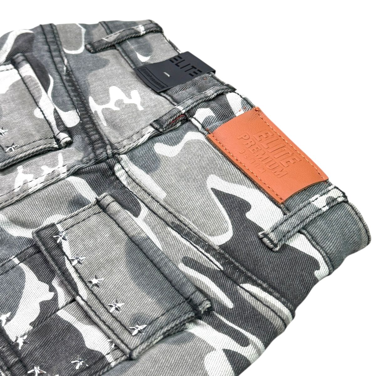 Elite Premium - Patch-Work Embellished Denim Shorts – Night Camo