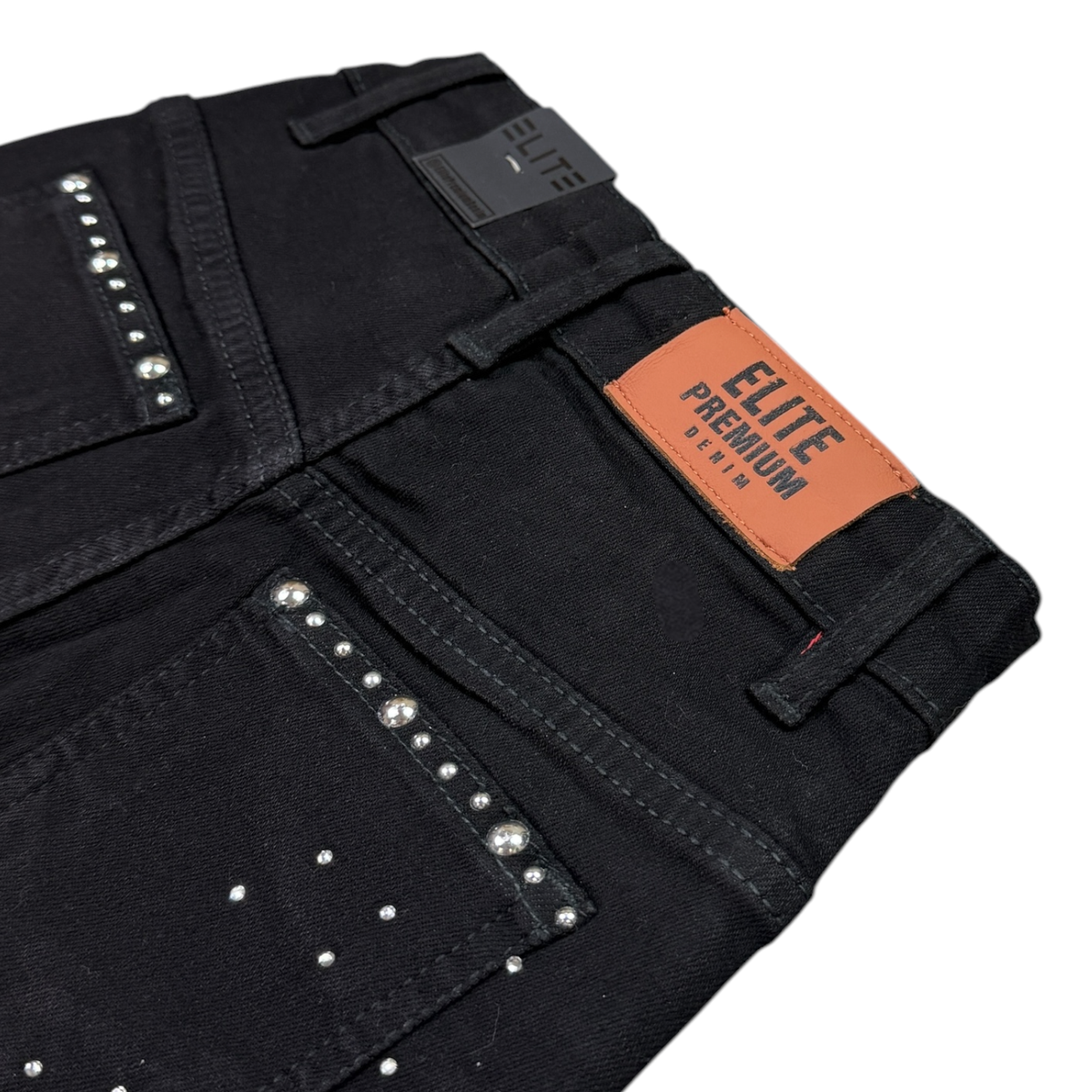 Elite Premium - Moon Phase Embellished Denim Shorts – Jet Black