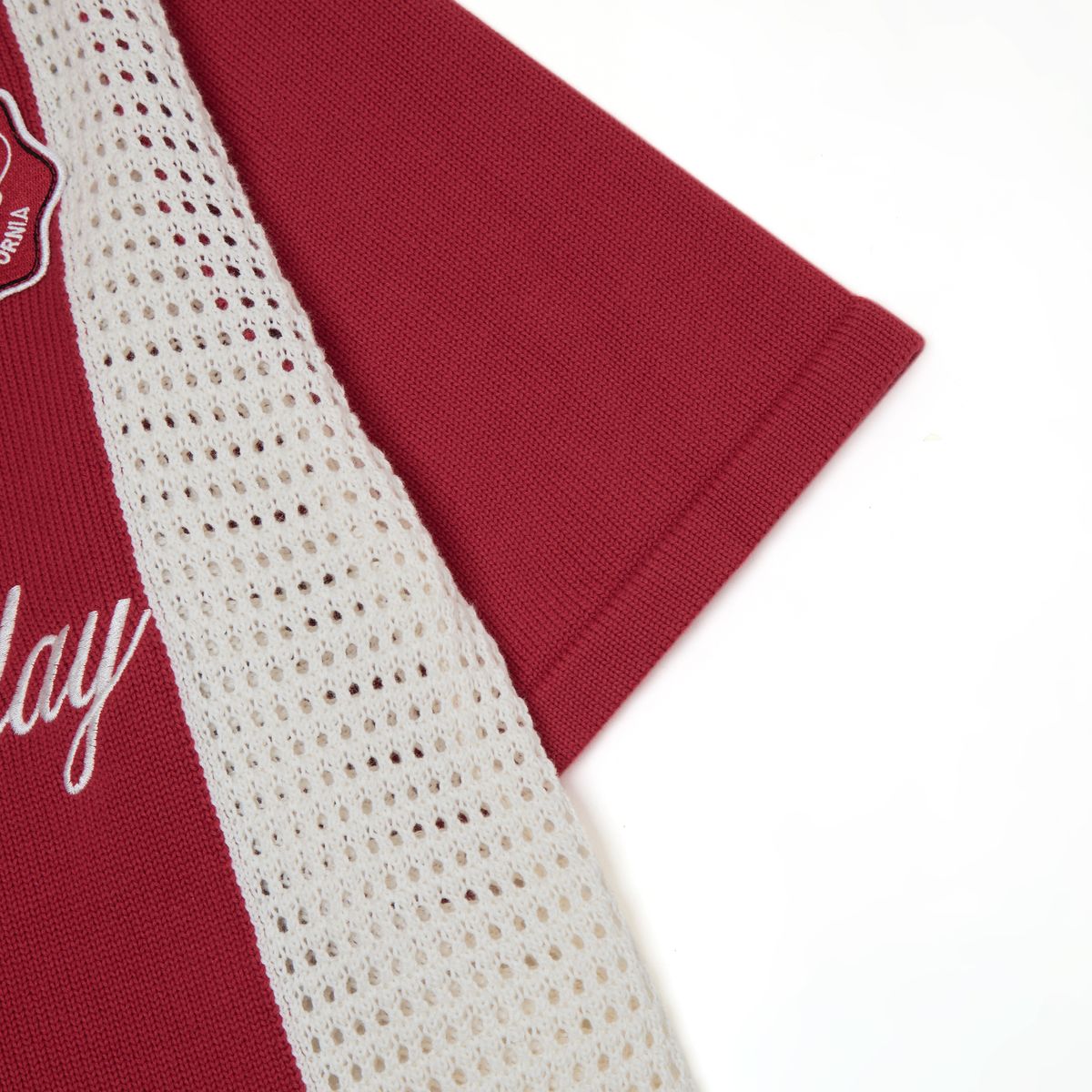 Almost Someday Patch Knit Shirt - Mesh Panel