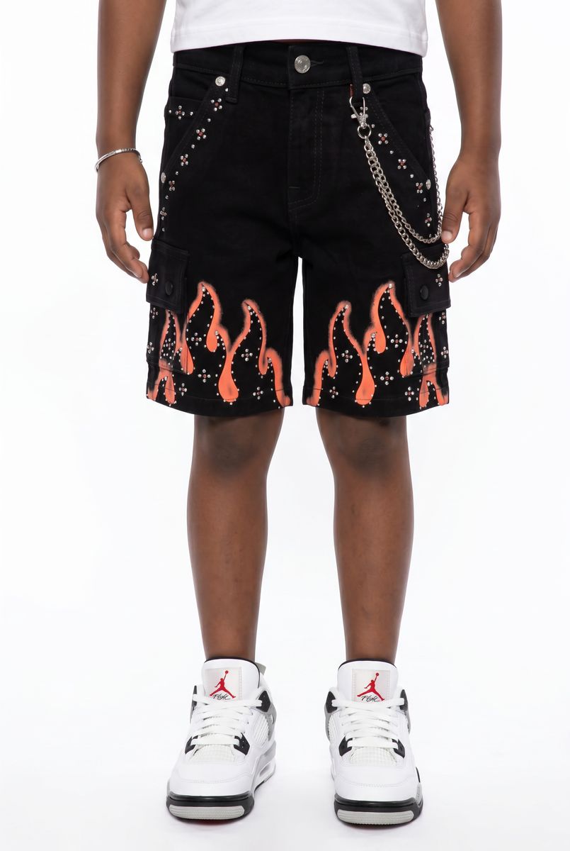 Elite Premium - Winners Embellished Denim Shorts – Jet Black