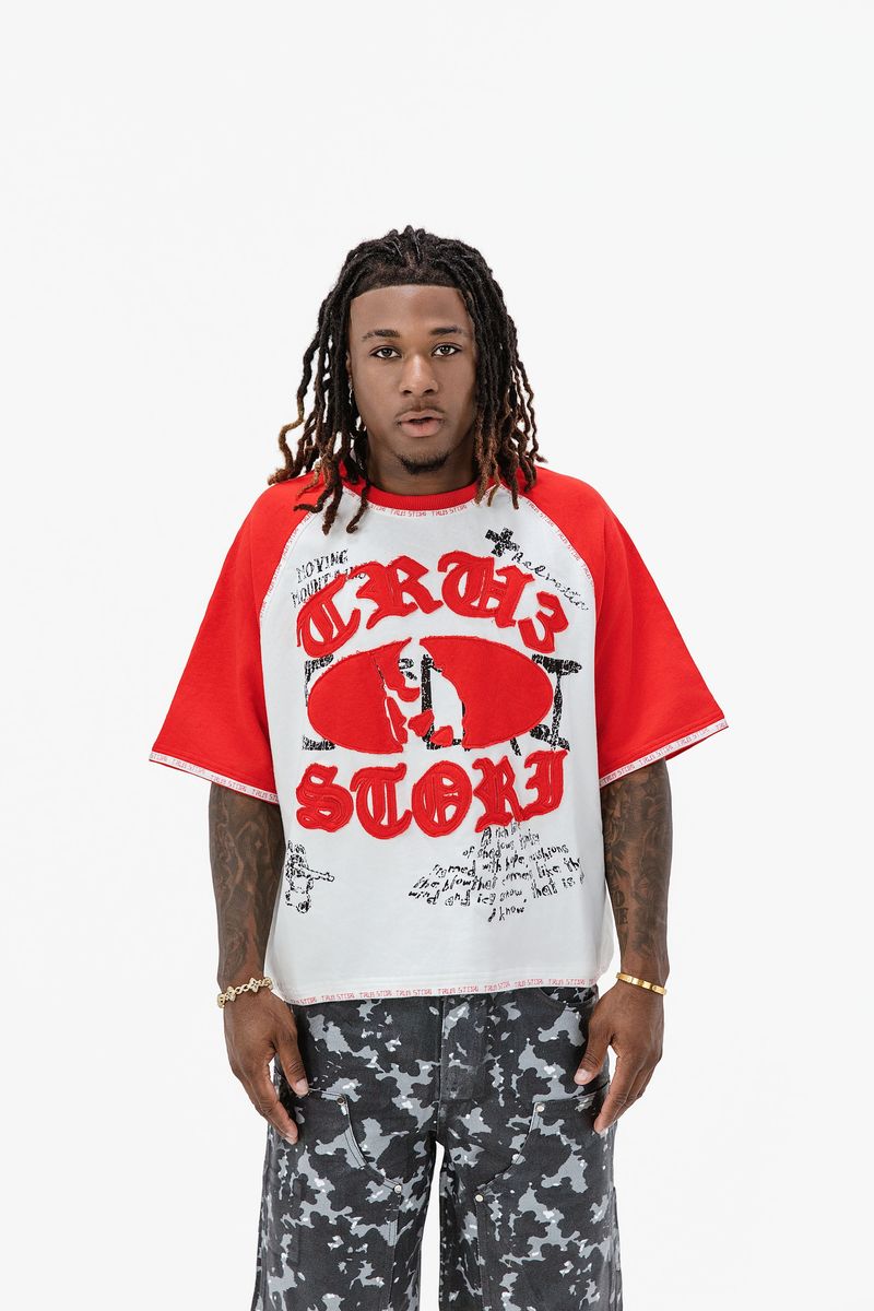 Tru3stori Magenta Heavy Graphic Tee – Raglan Sleeve
