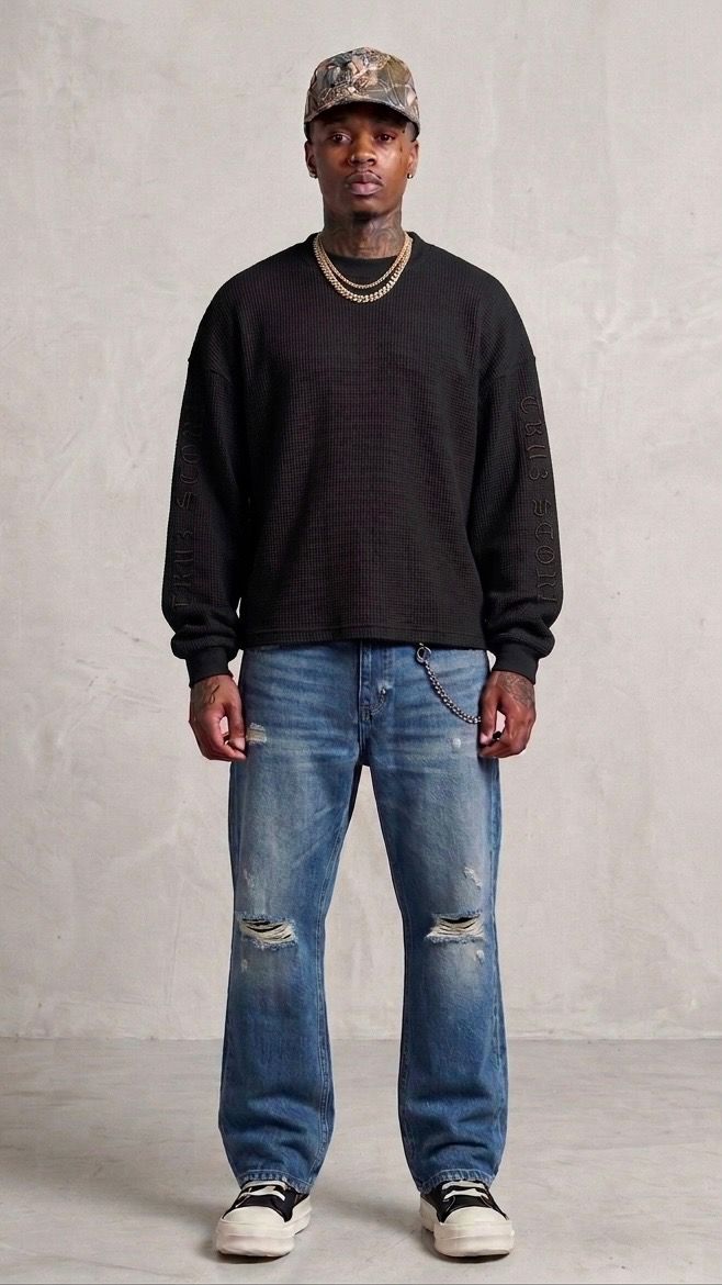 Tru3stori Thermal Long Sleeve Shirt with Embroidered Sleeve Logos