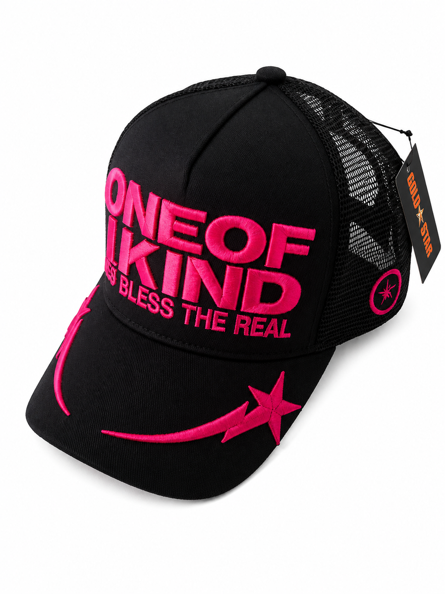 Gold Star Style One of a Kind Trucker Hat – Black/Pink