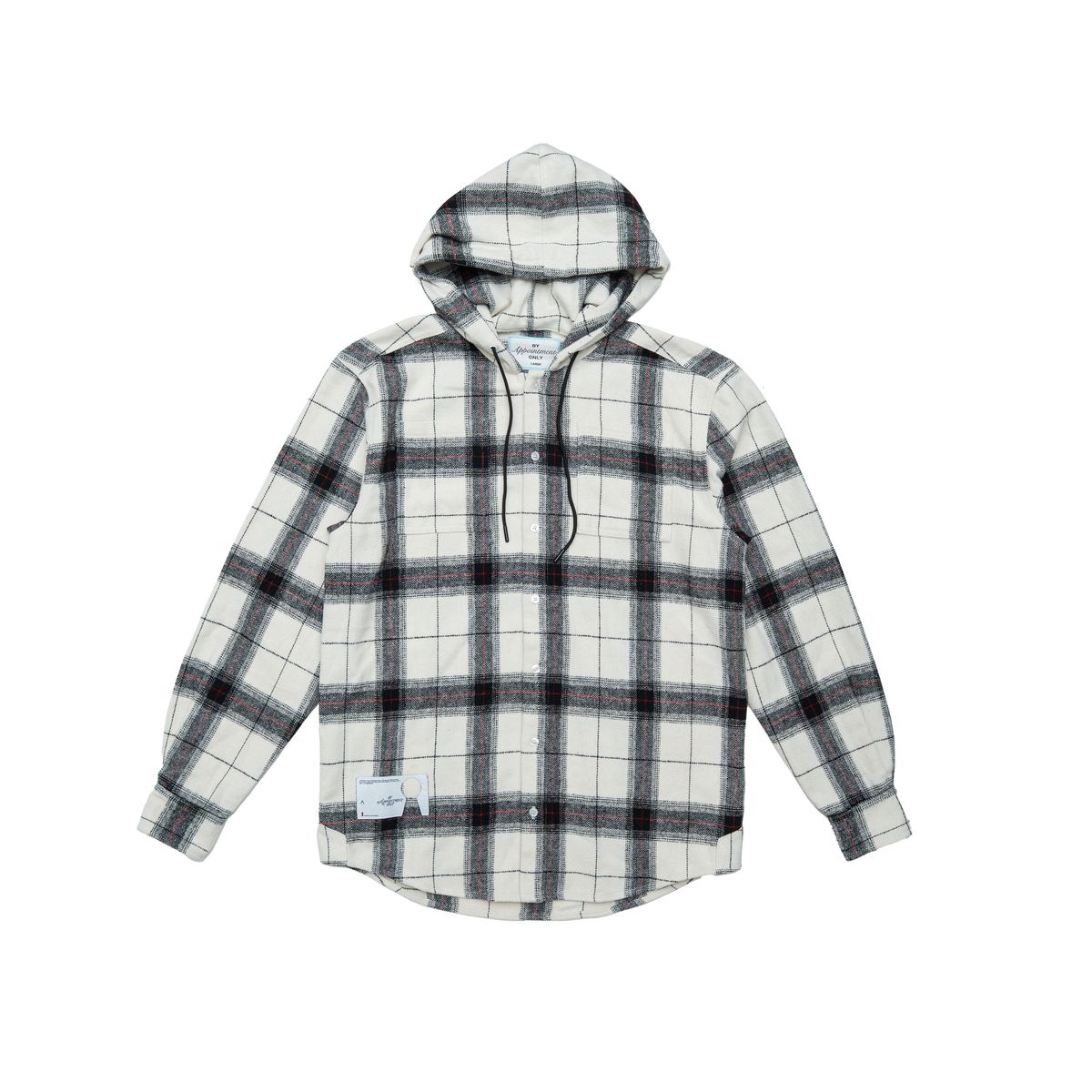 By Appointment Only Tension Embroidered Plaid Flannel Hoodie