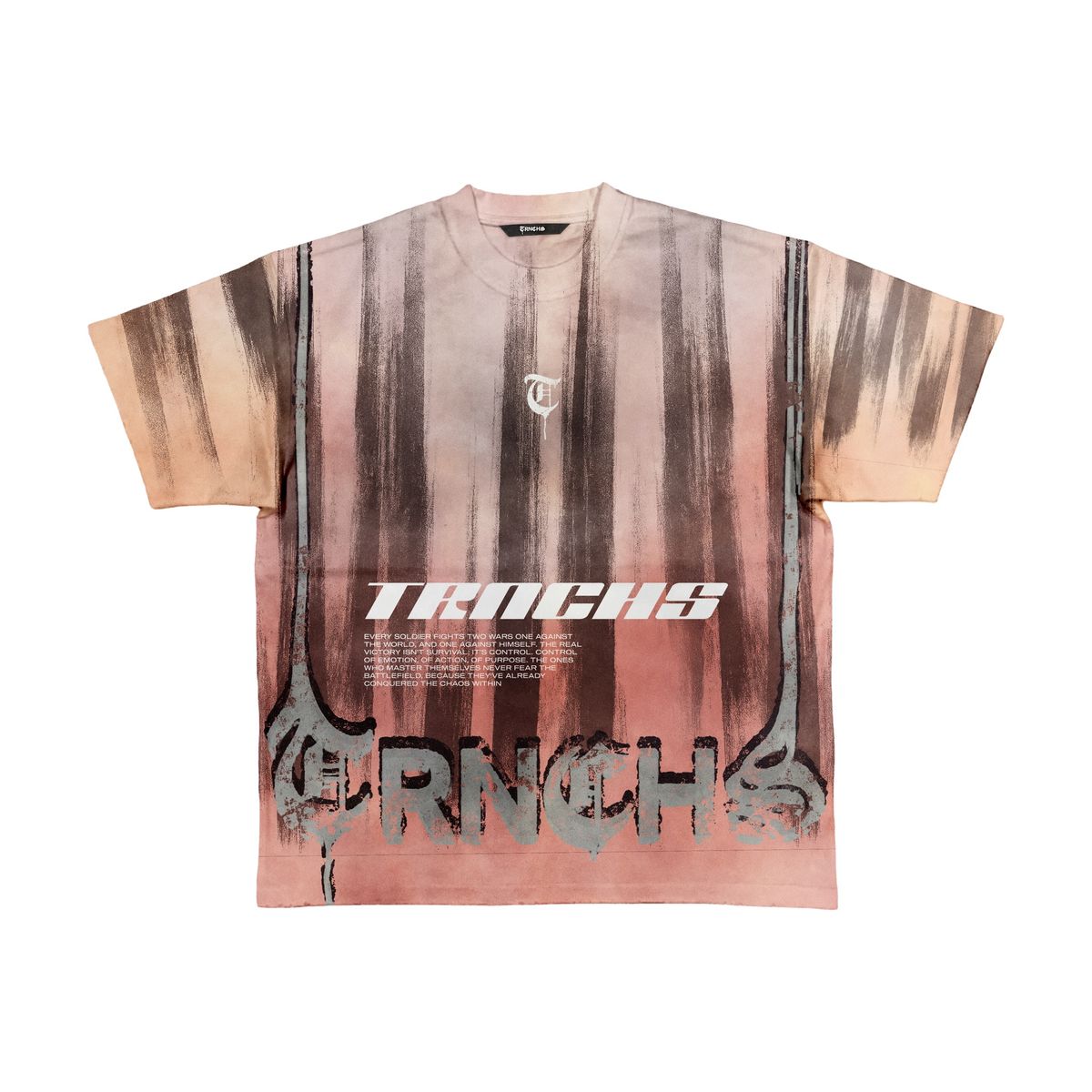 Trnchs Stripe T-Shirt - Oversized Graphic Peach / Grey