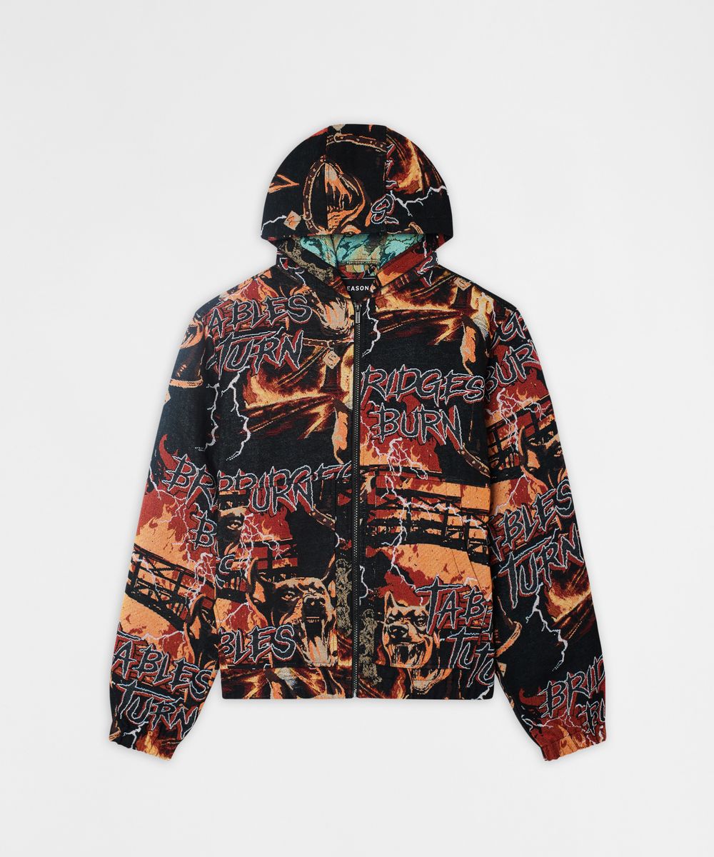 Reason Brand Doberman Tapestry Hoodie - Black Multi