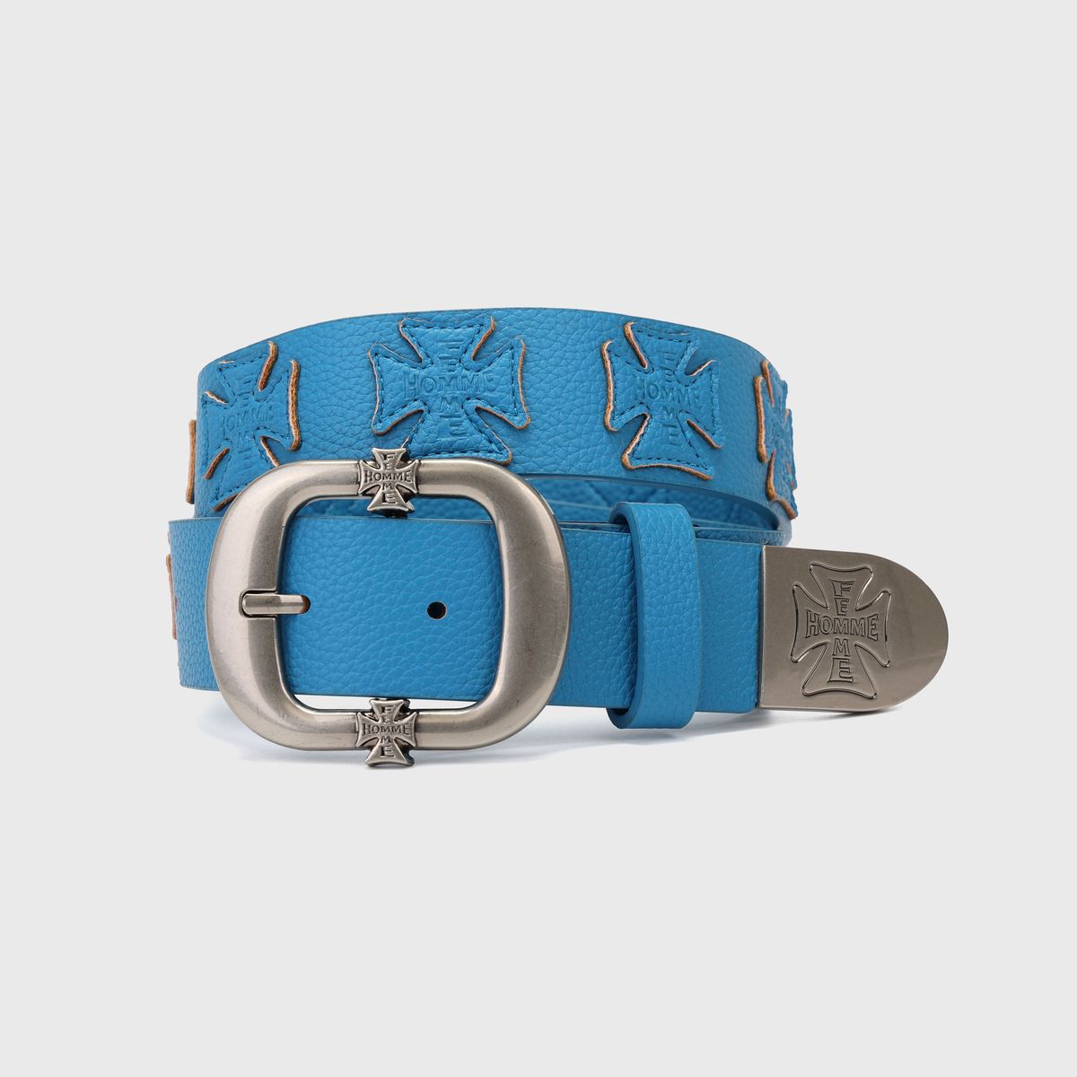 Homme+Femme Iron Crest Patch Belt – Carolina Blue