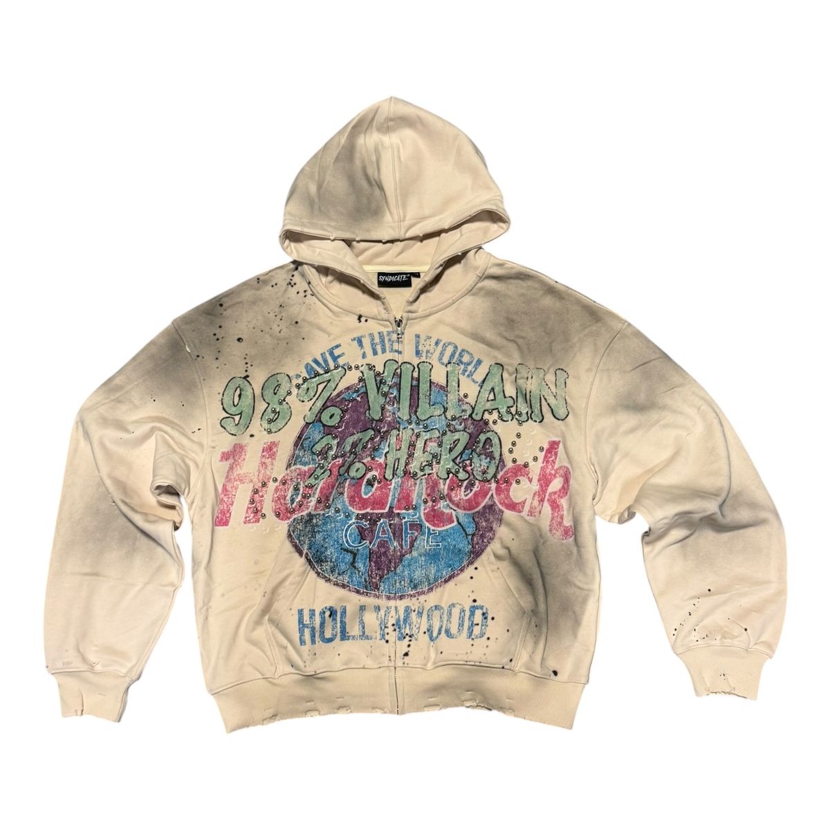 Syndicate Villan Zip-Up Beige Hoodie