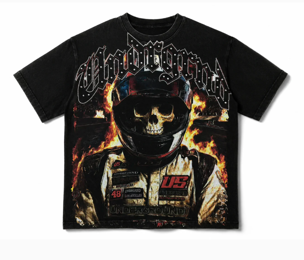 Under Ground Ghost Rider Tee - Oversized Black