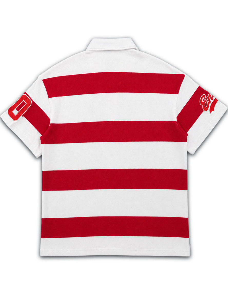 NME NYC Enemy Troops Rugby Polo Shirt – Red & White