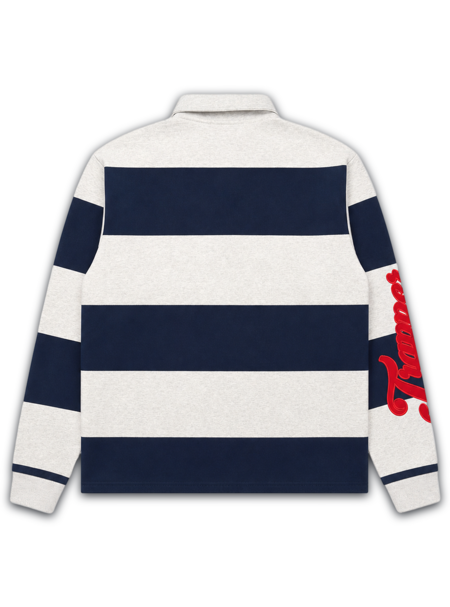 NME NYC Trapper Verdict 78 Long Sleeve Polo Shirt – Navy/Red