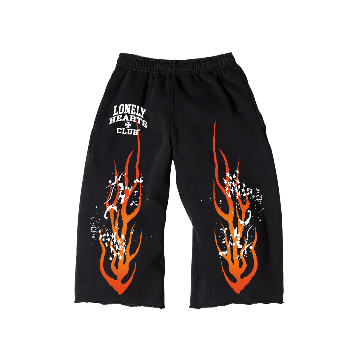 Lonely Heart Club Hellfire Graphic Black Long Shorts – 3/4 Length