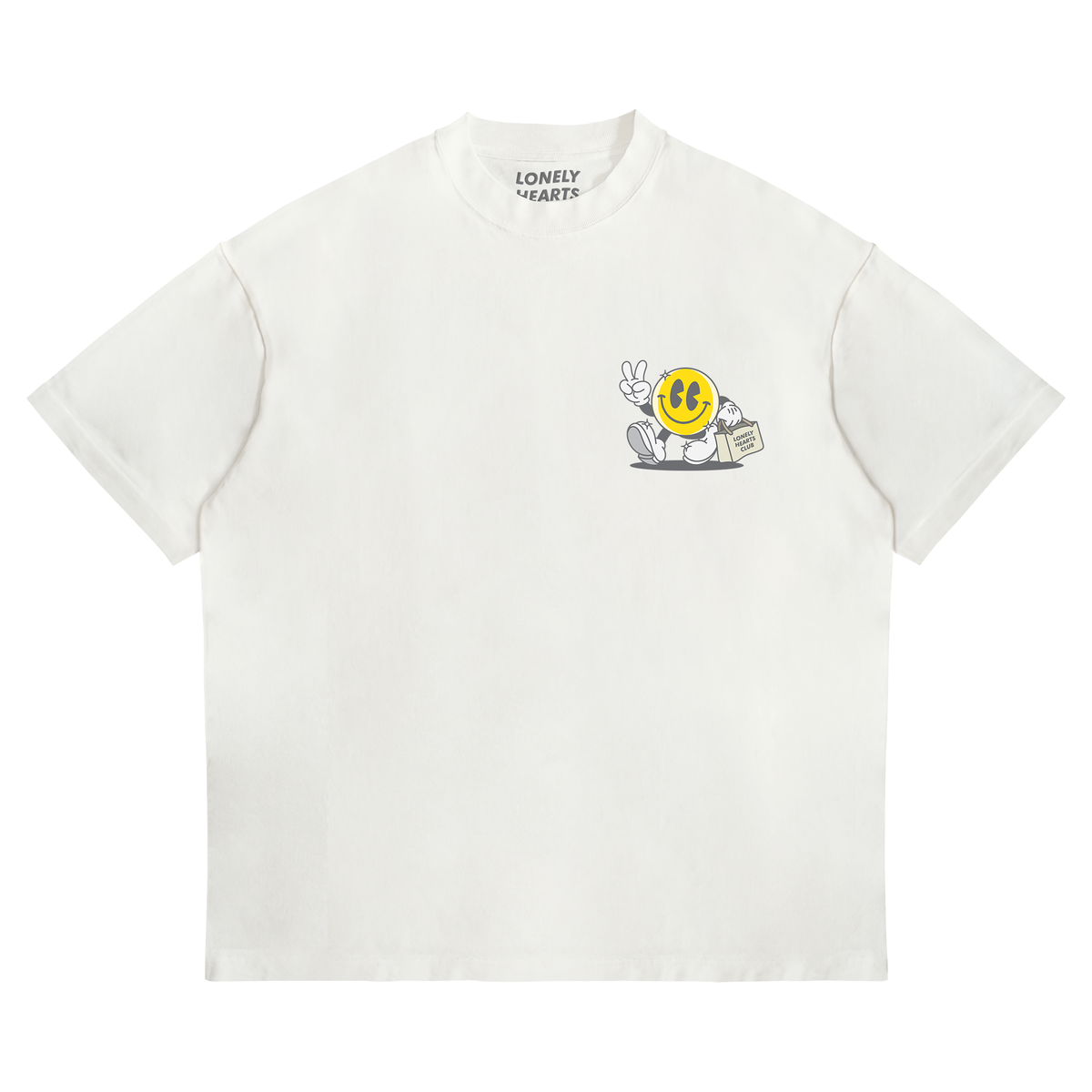 Lonely Heart Club Smiley Graphic Heavyweight T-Shirt – White