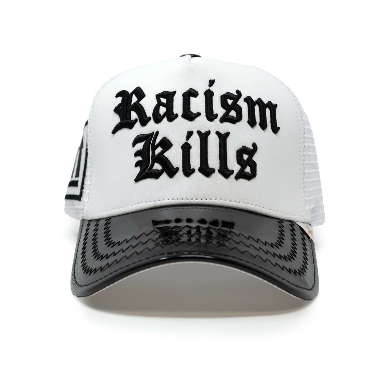 Gold Star Style Racism Kills White & Black Trucker Hatt