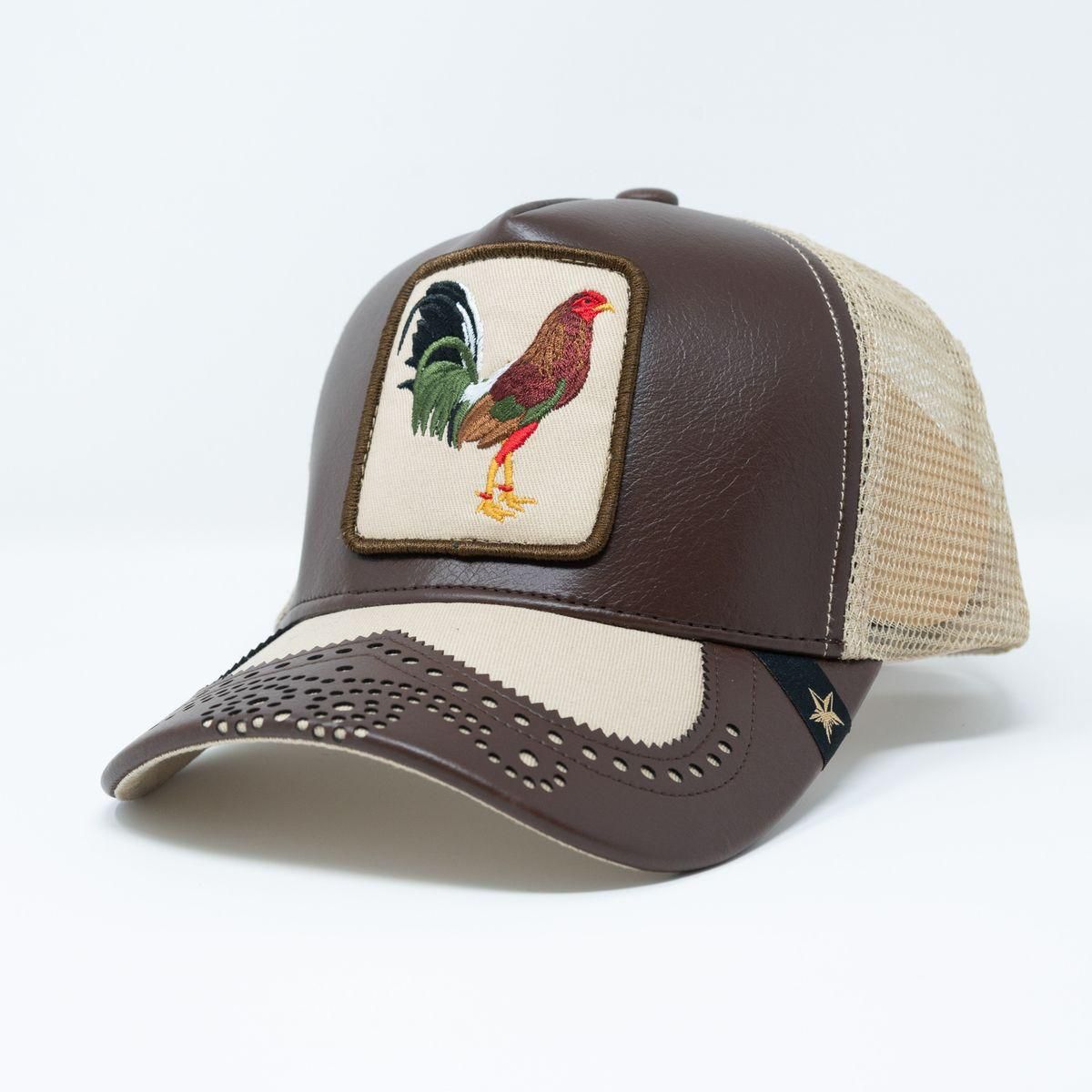 Gold Star Style Rooster Brown & Beige Trucker Hat
