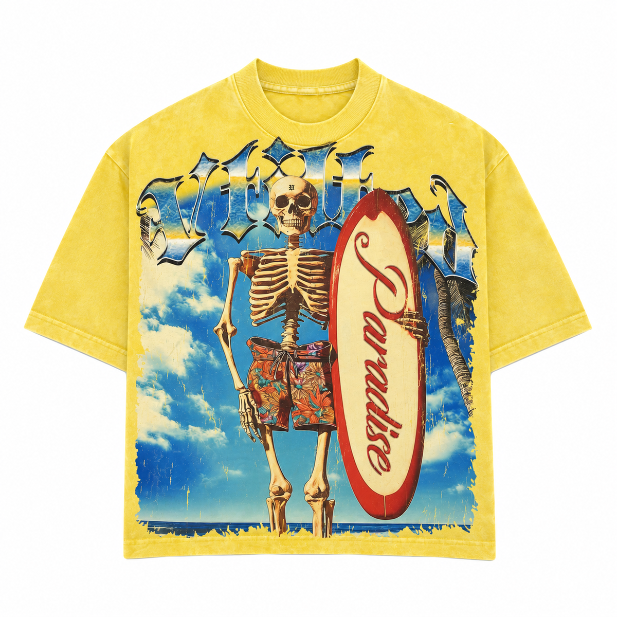 VTILTED “BEACH” Graphic Tee – Yellow