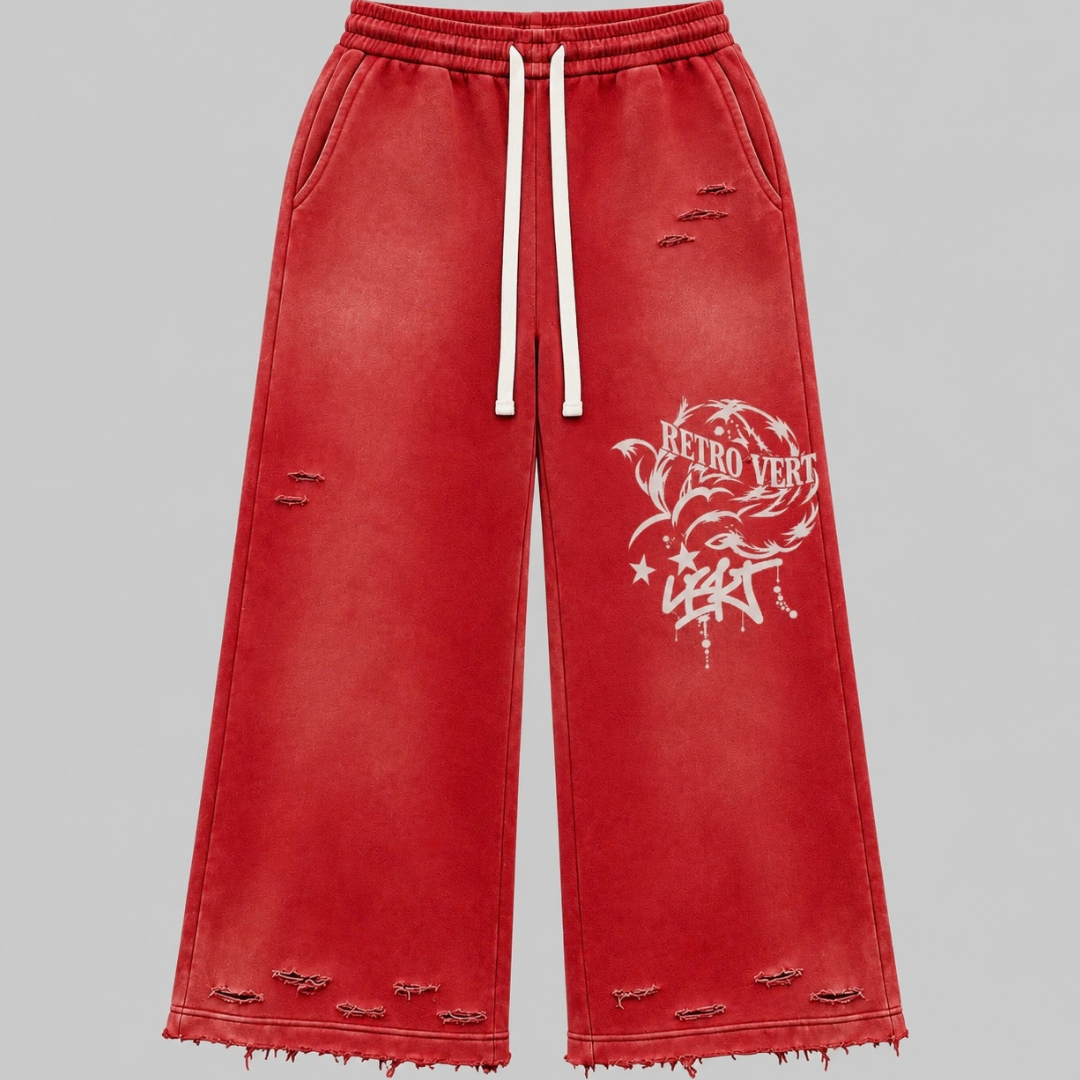 Vert Party Red Distressed Sweatpants