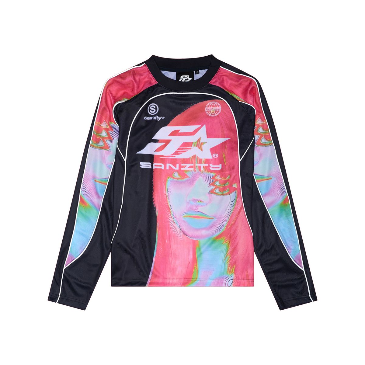 Sanity Y2K Graphic Long-Sleeve Jersey – Black/Pink