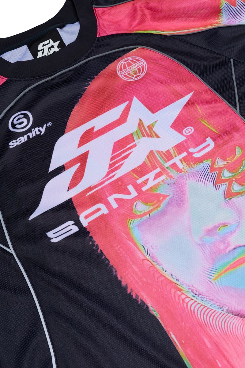 Sanity Y2K Graphic Long-Sleeve Jersey – Black/Pink