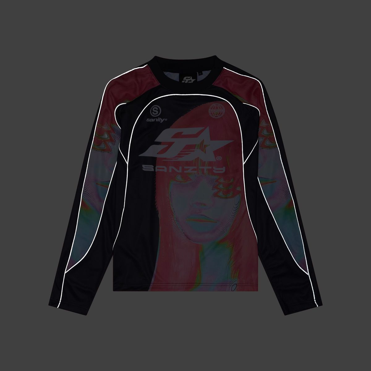 Sanity Y2K Graphic Long-Sleeve Jersey – Black/Pink