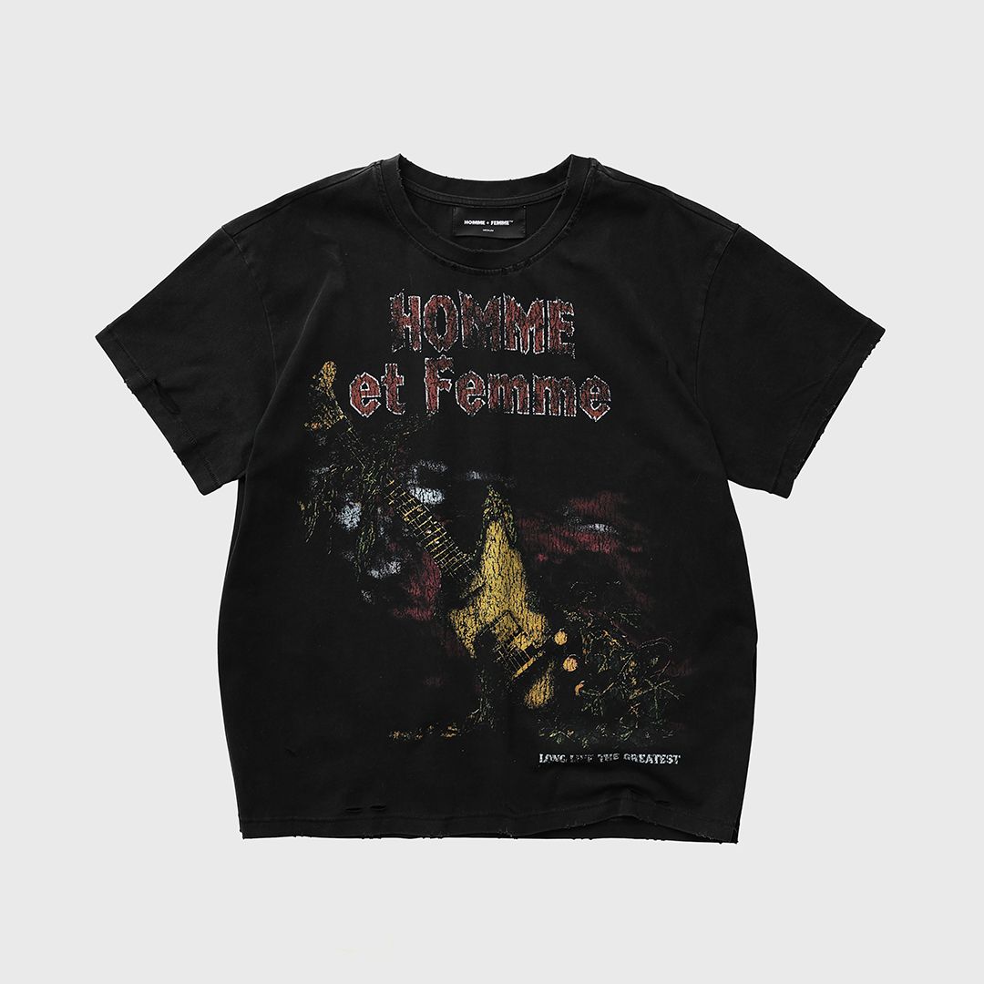 Homme+Femme The Originals Distressed Graphic Tee – Black