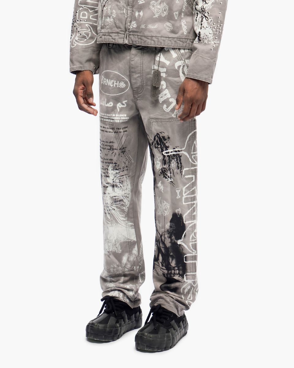Shadow Rebellion Vintage Light Grey Straight Fit Jeans