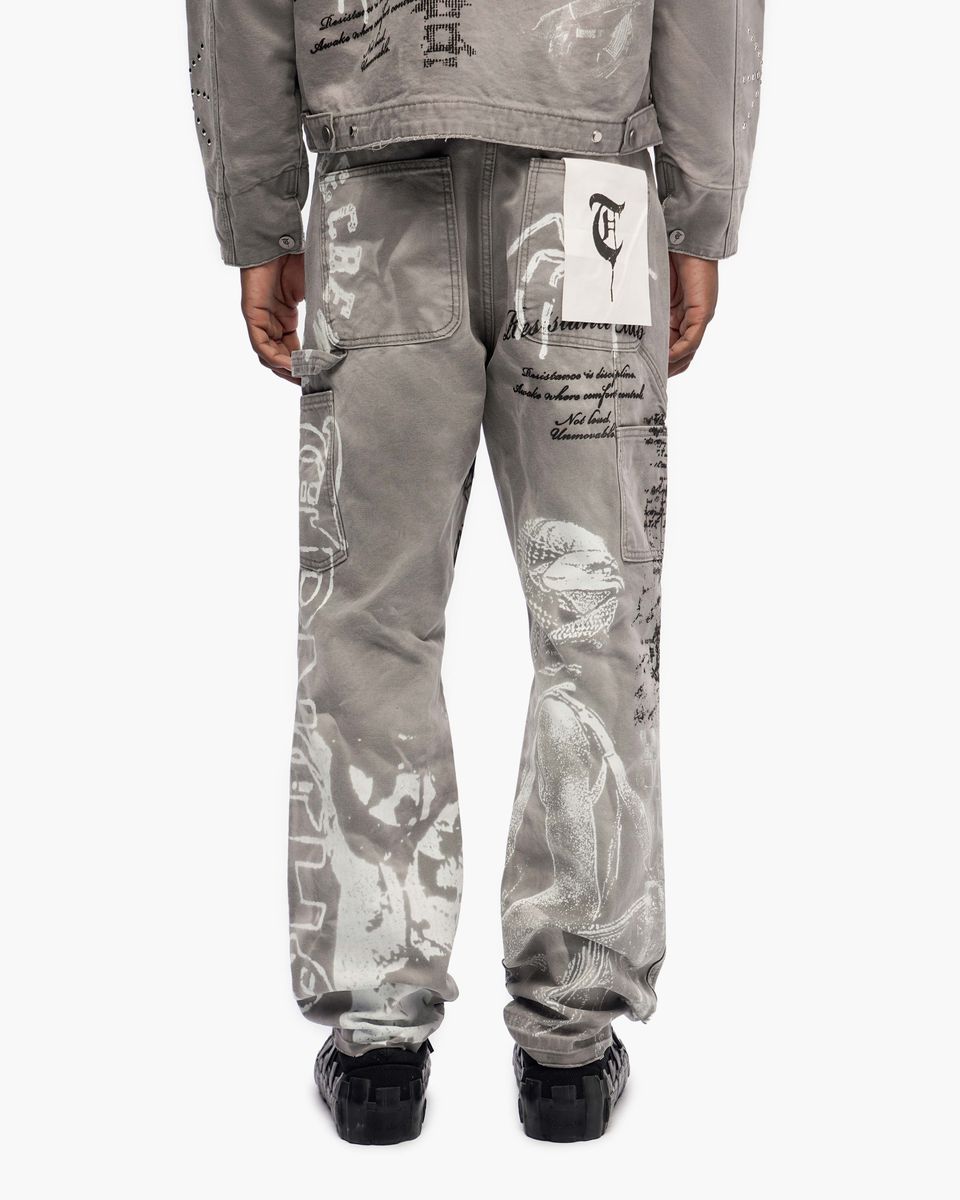Shadow Rebellion Vintage Light Grey Straight Fit Jeans