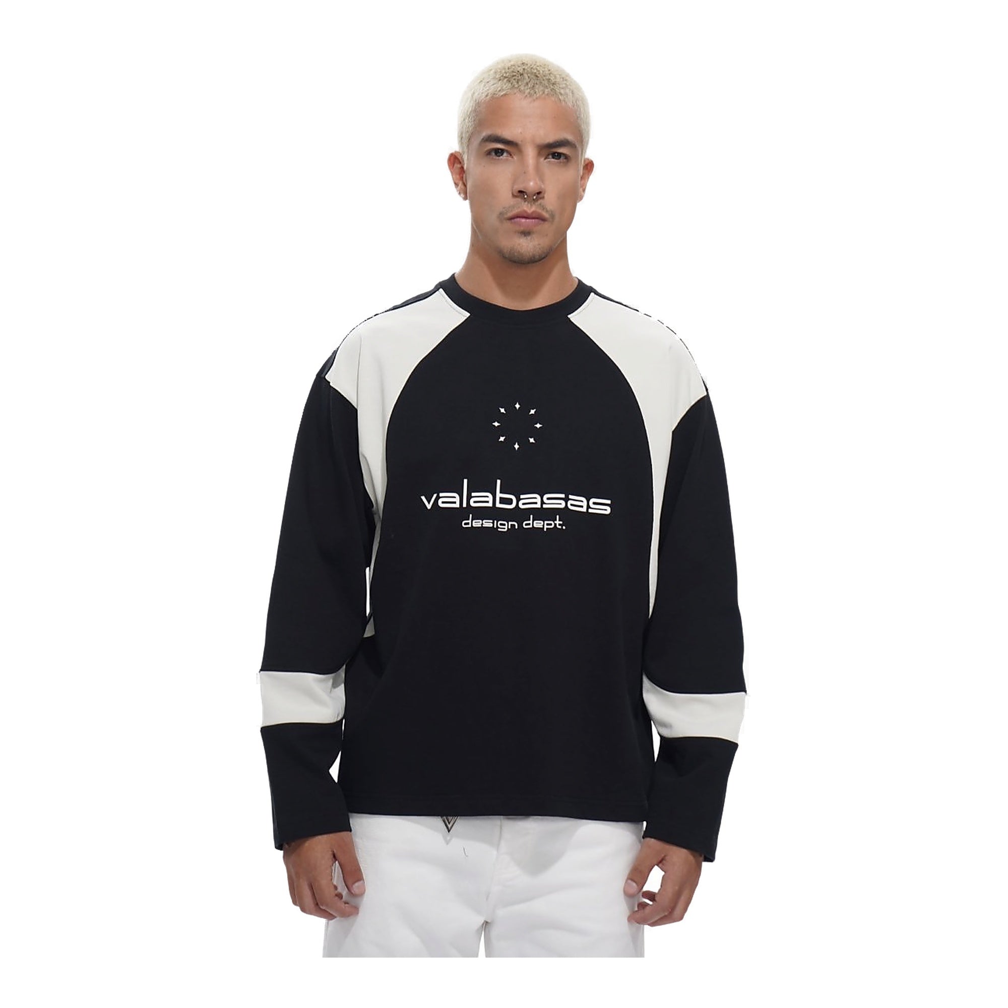 Valabasas System Black Crew Neck Sweatshirt - Solid Color