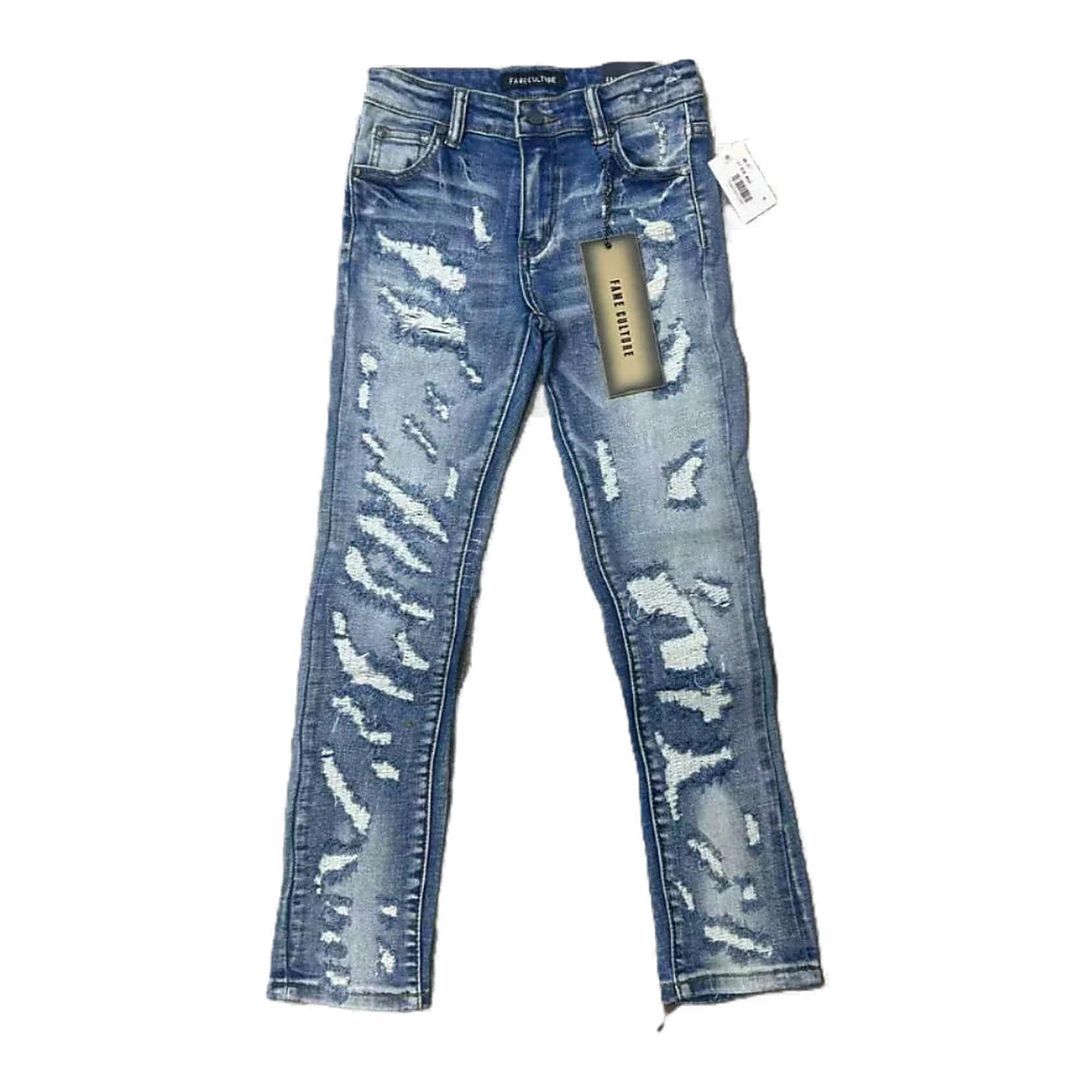 Fame Culture Legacy Skinny Jean Kids - Distressed Blue