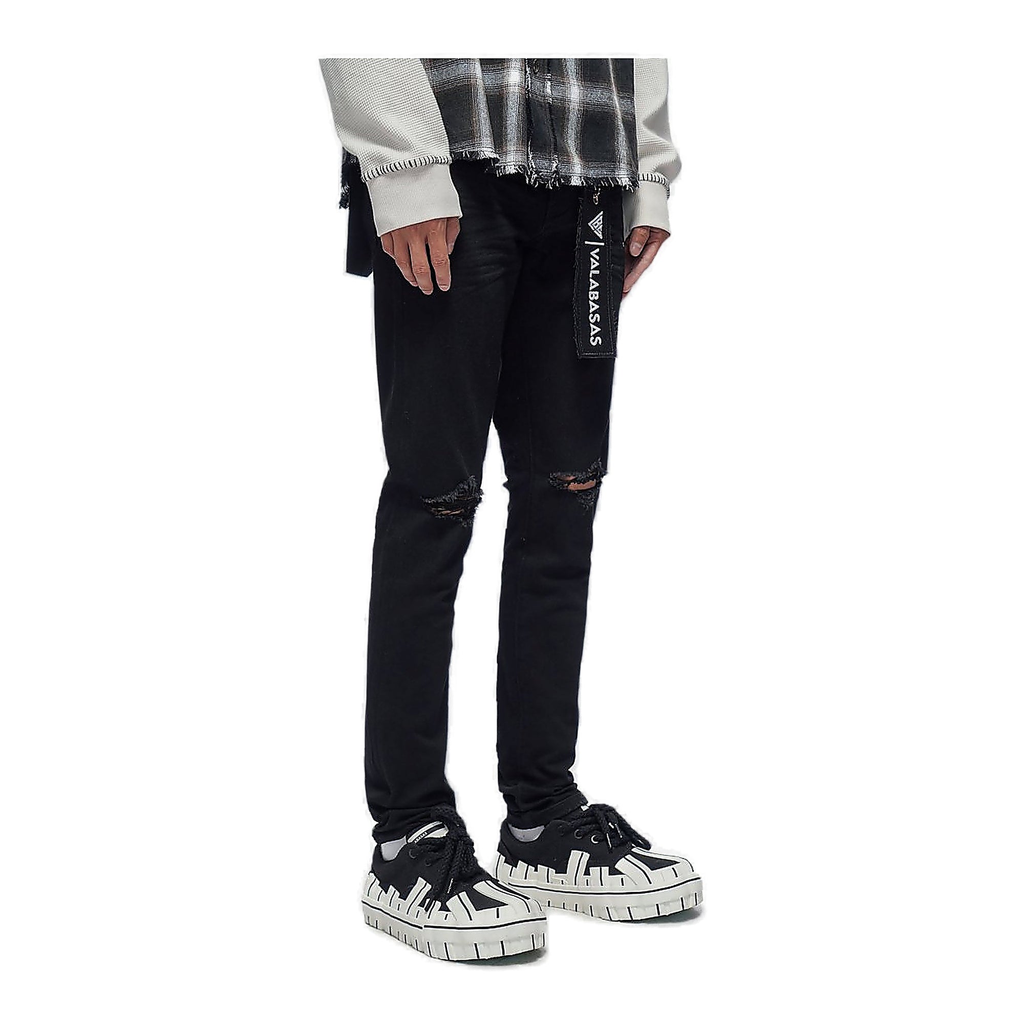 Valabasas Tag Jeans - Knee Distressed Black