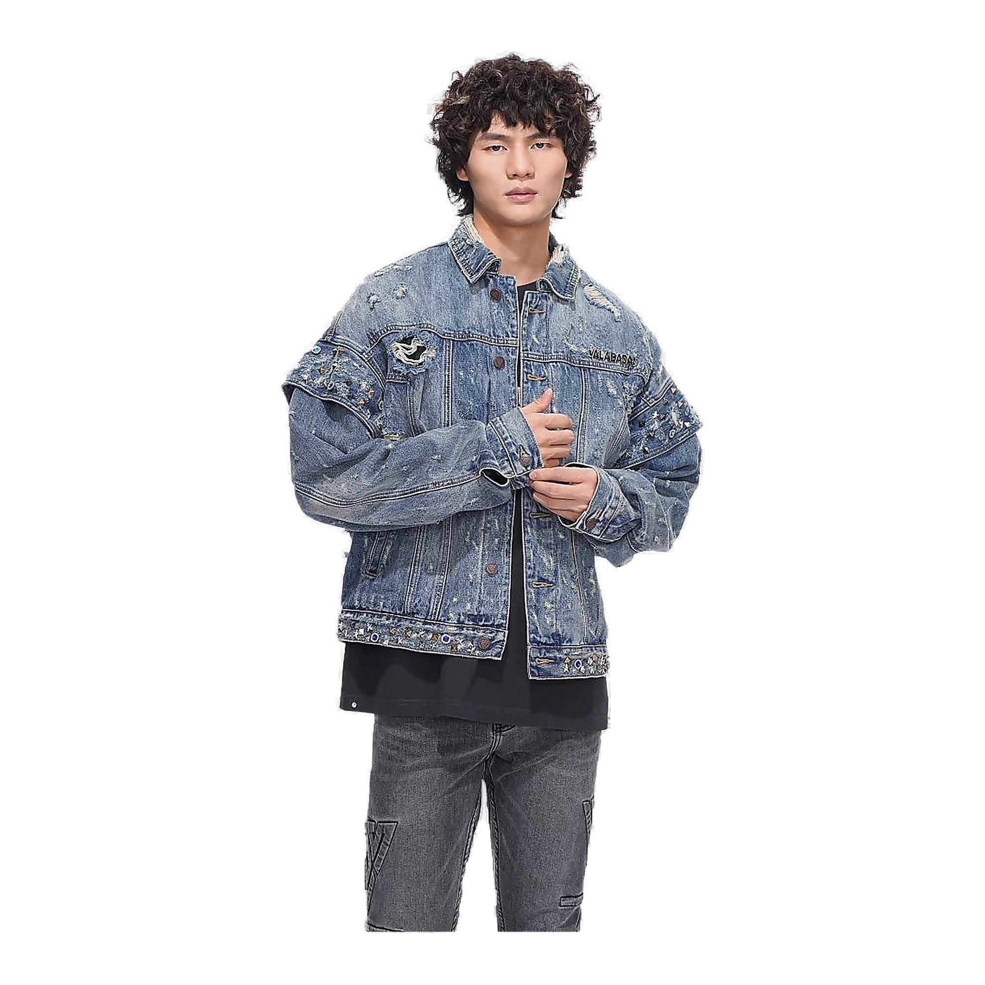 Valabasas Scavenge Trucker Jacket - Patchwork Blue Washed