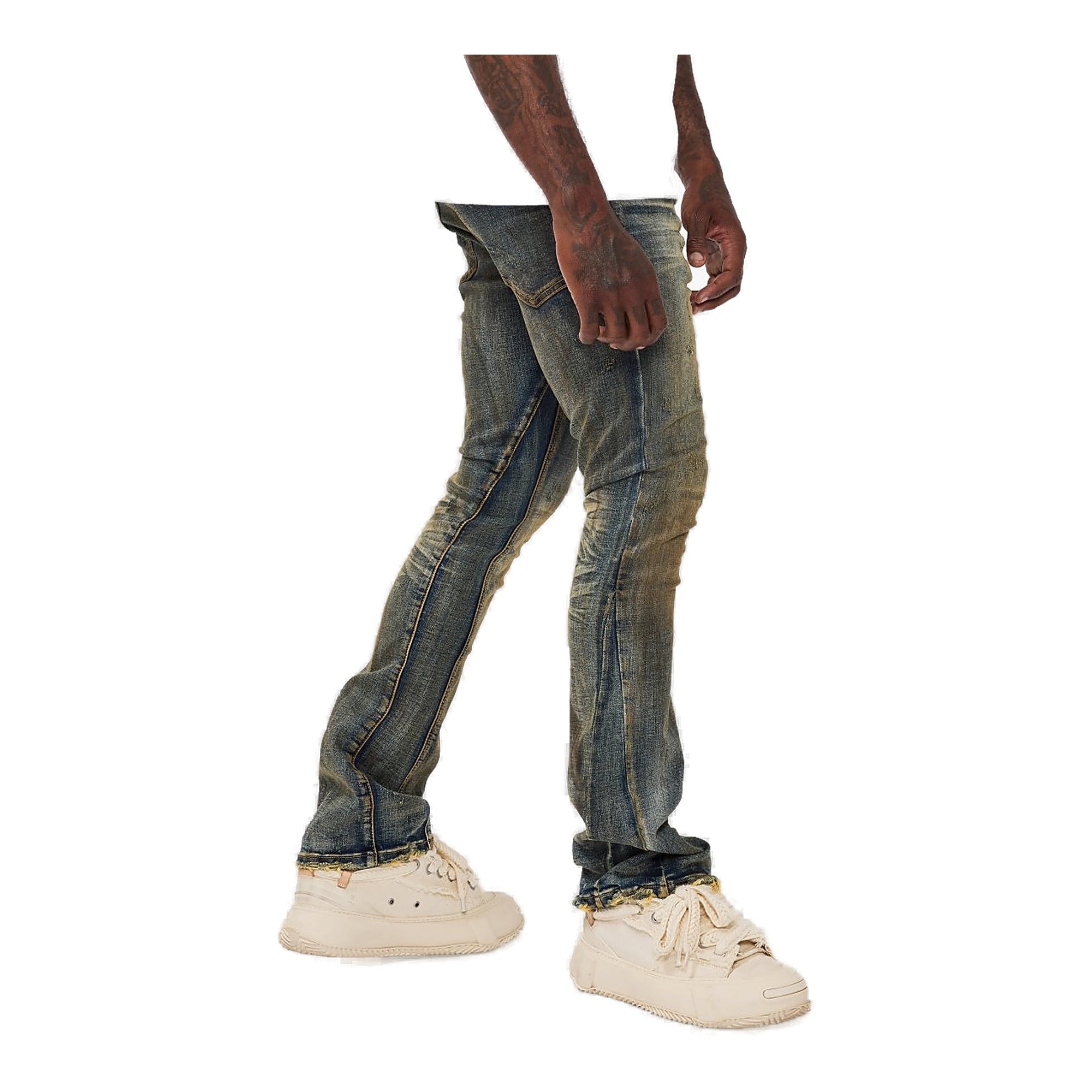 Valabasas Rugged Vintage Blue Stacked Men's Jeans - Distressed Wash