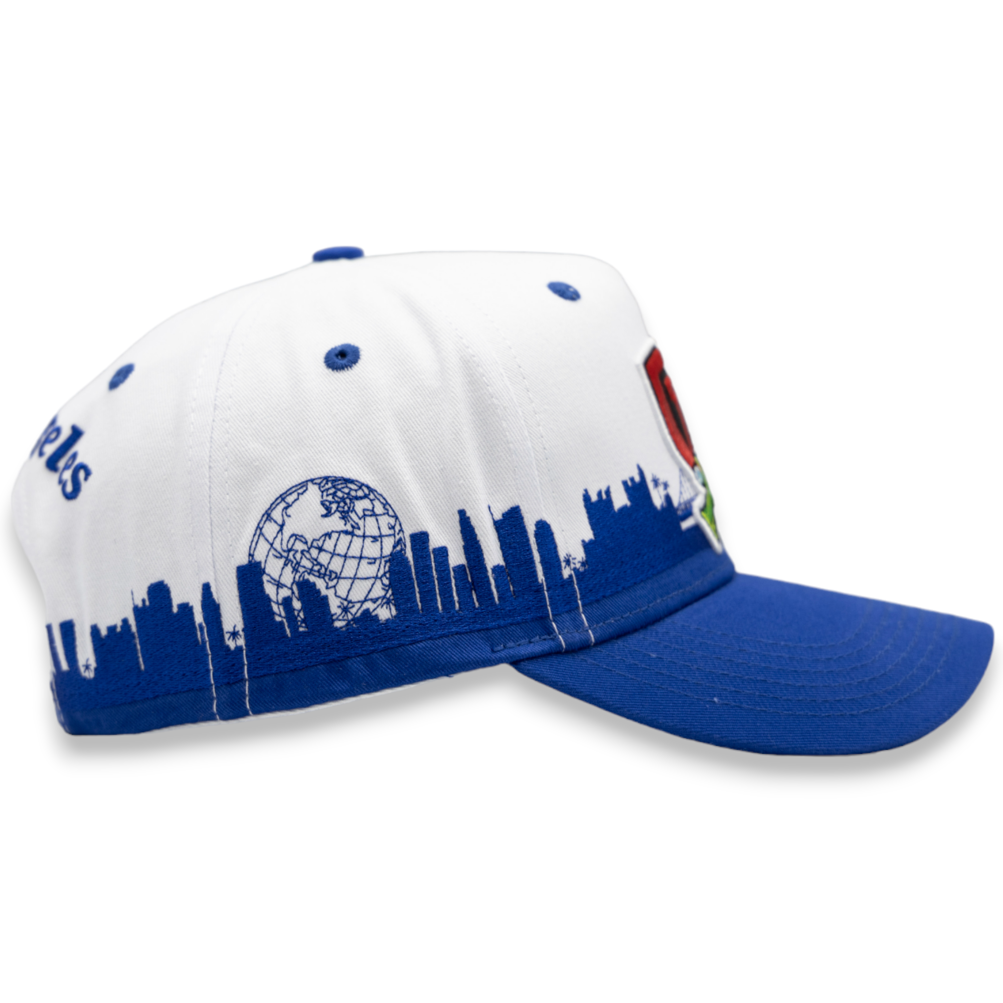 Gtth Blue and White Snapback Hat with Skyline Design