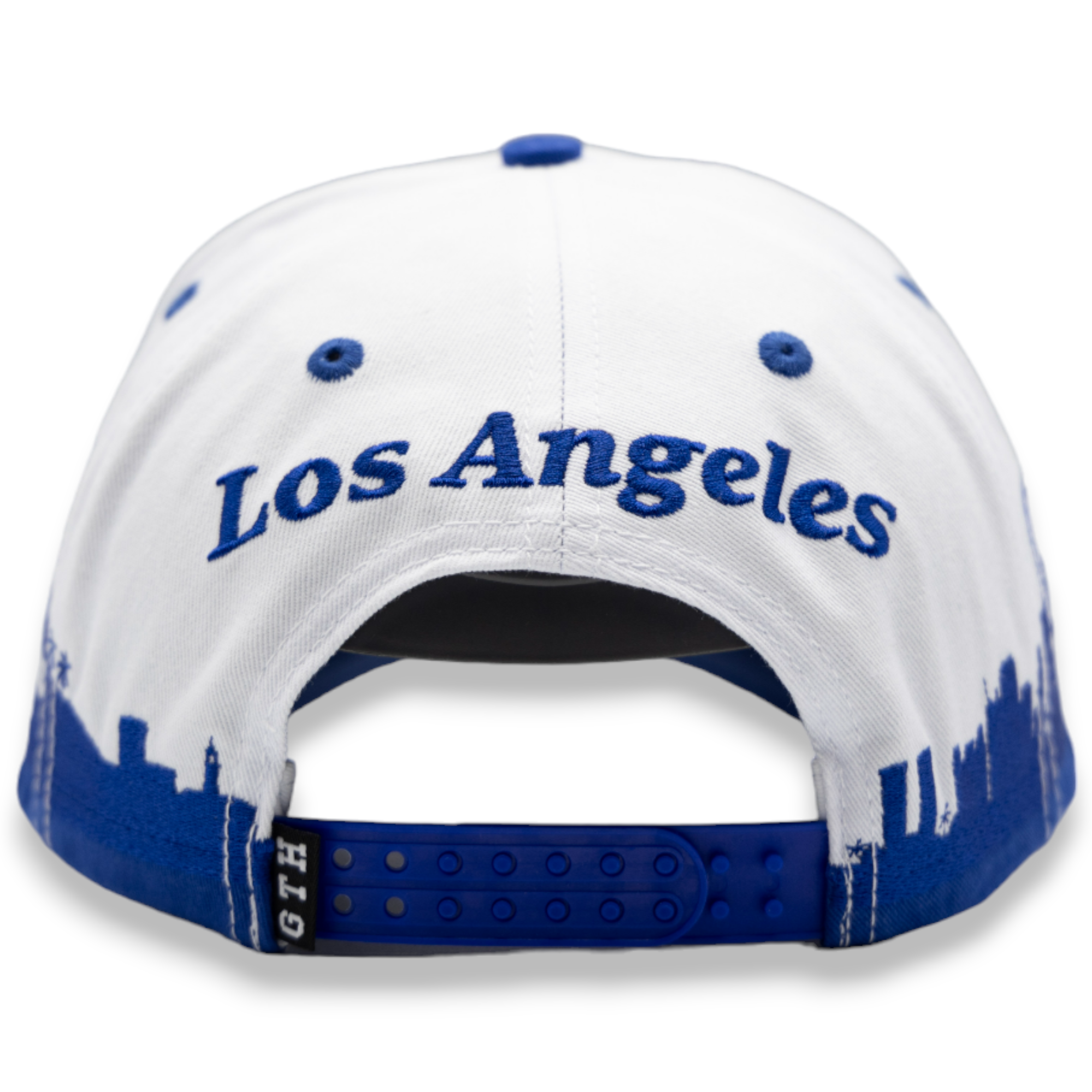 Gtth Blue and White Snapback Hat with Skyline Design