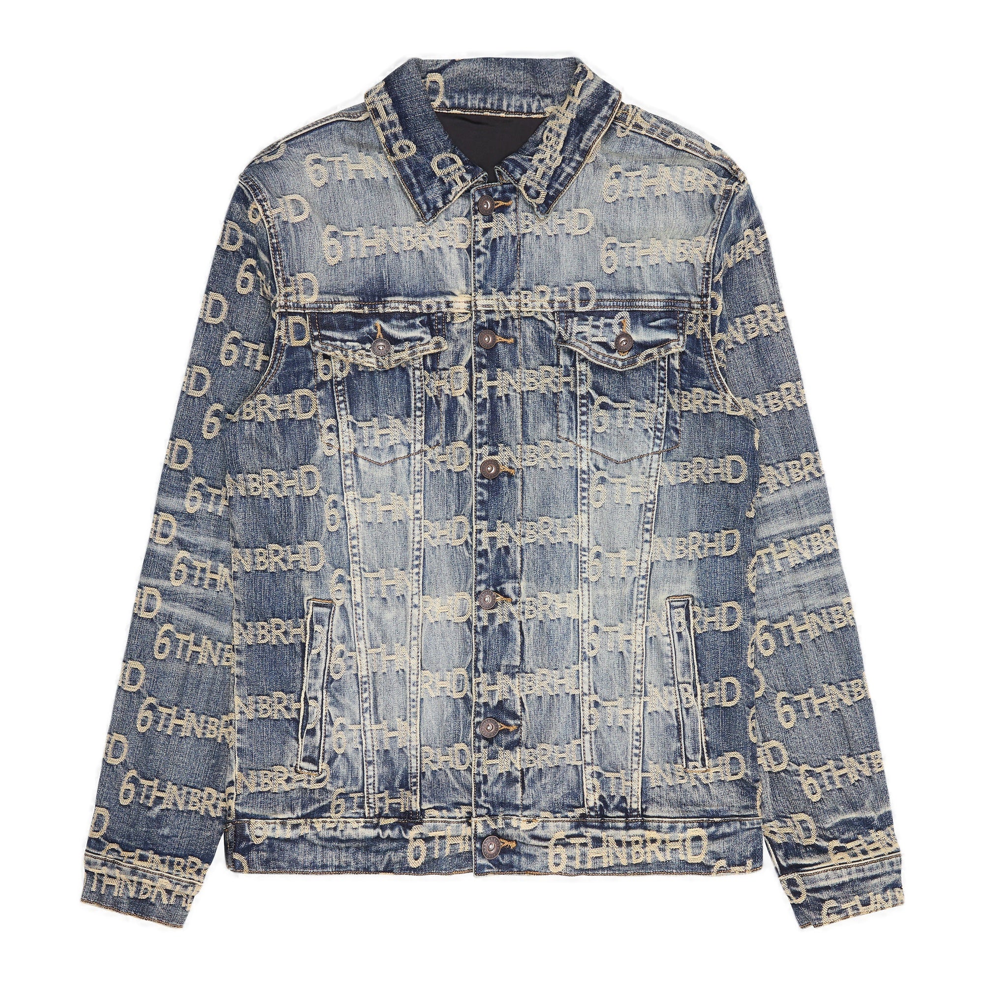 6Th Nbrhd Embedded Men's Denim Jacket - Washed Finish