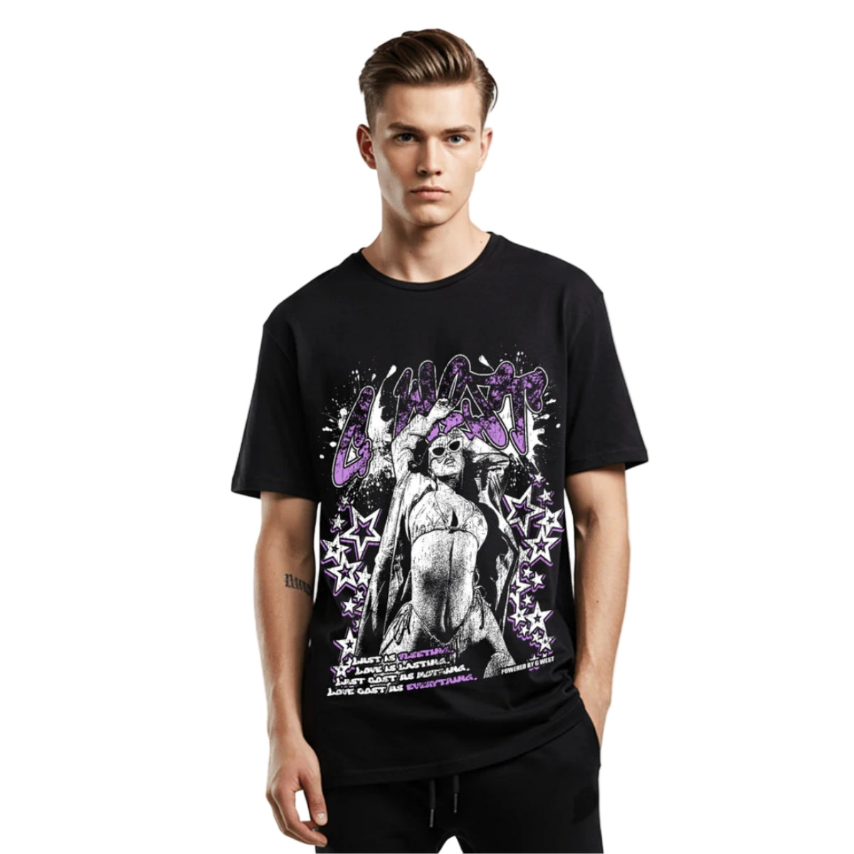 G-West "Rhinestone Heat Check" T-Shirt - Black