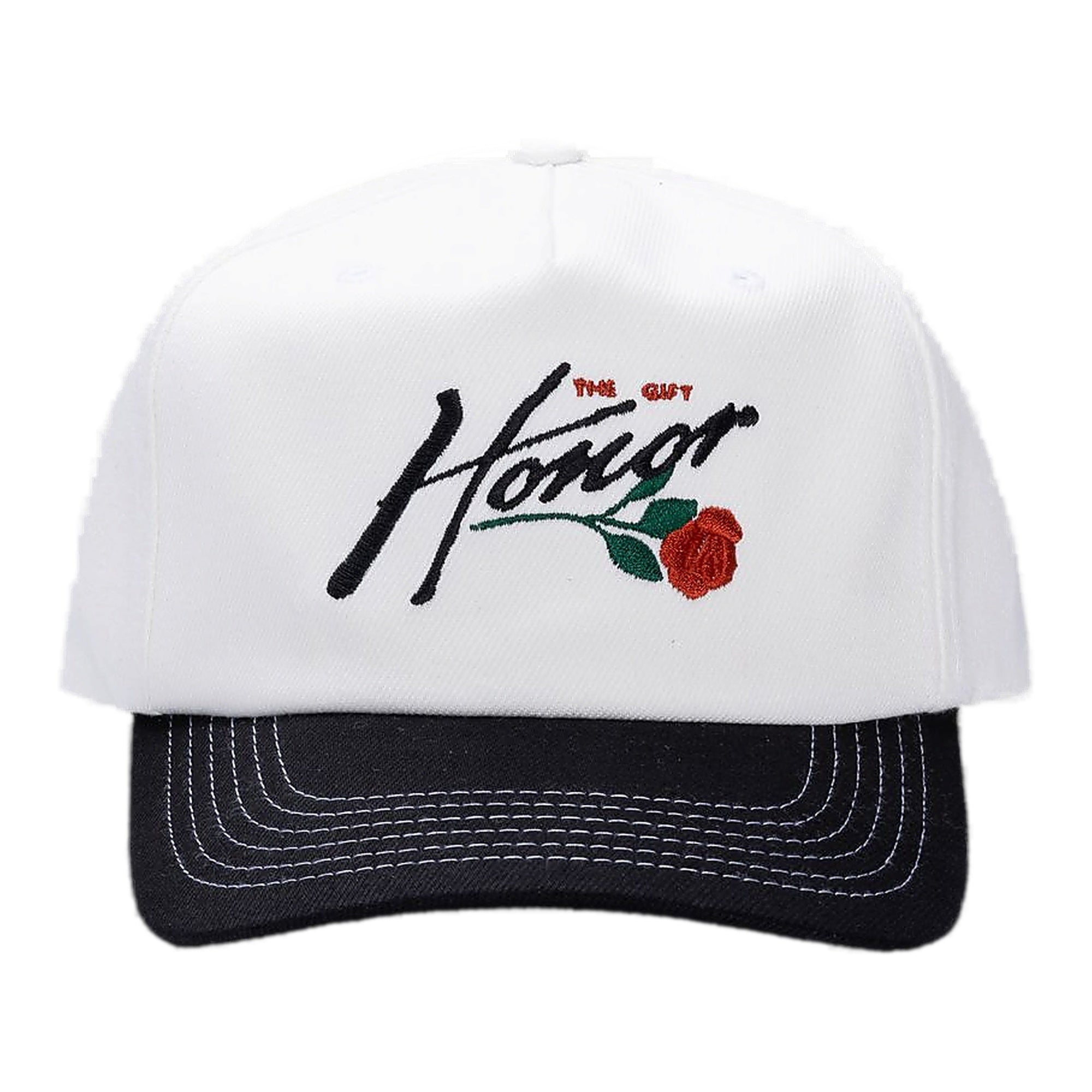 Honor The Gift Embroidered Trucker Snapback Hat - White