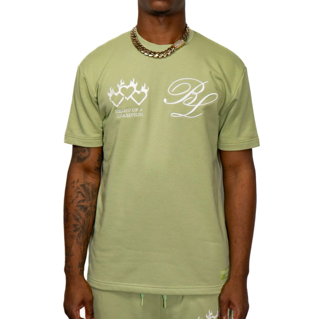 Black Leaf "Triple Heart Sage Shirt" T-Shirt - Green