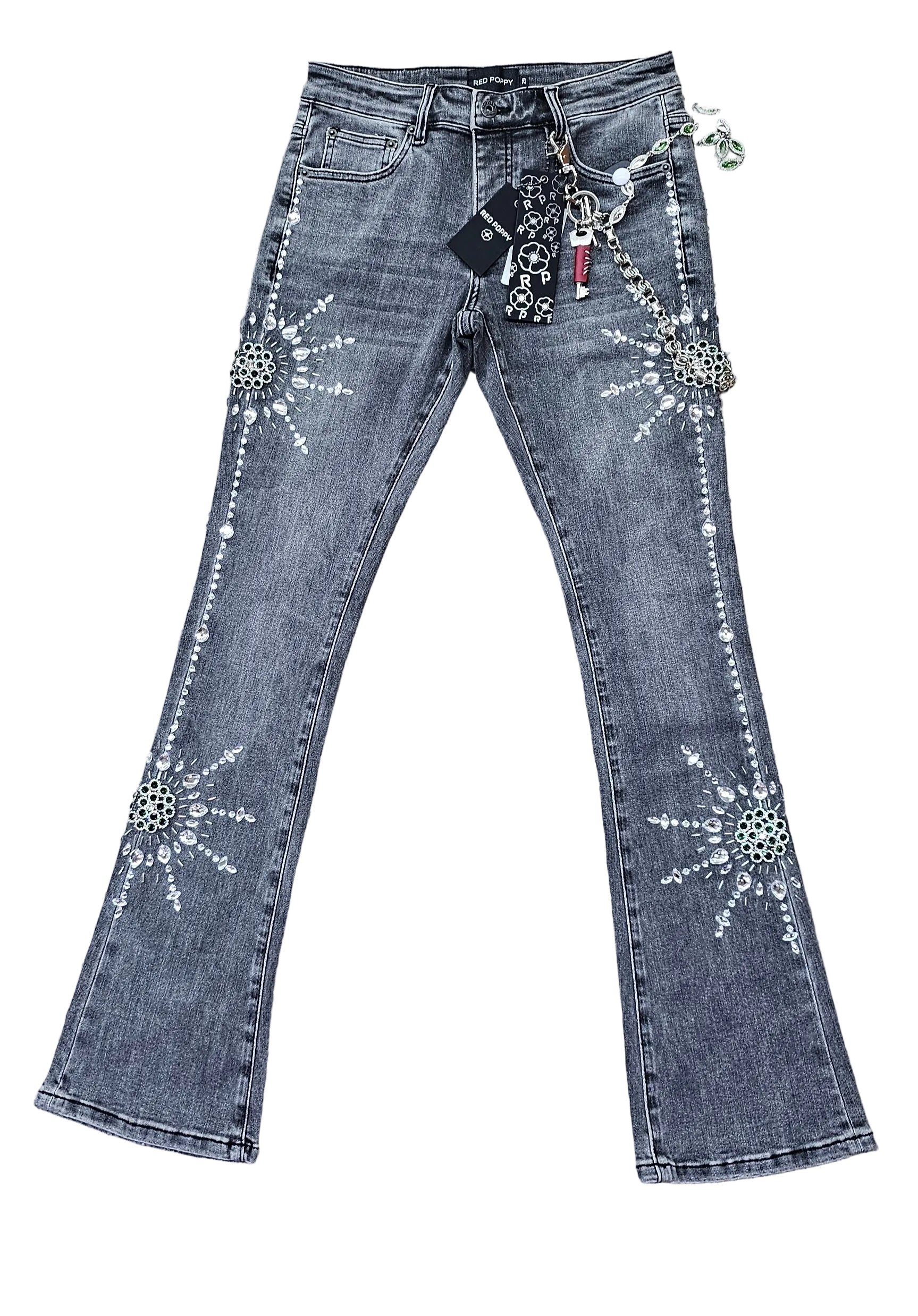 Red Poppy Stacked Denim Men's Jeans - Blue