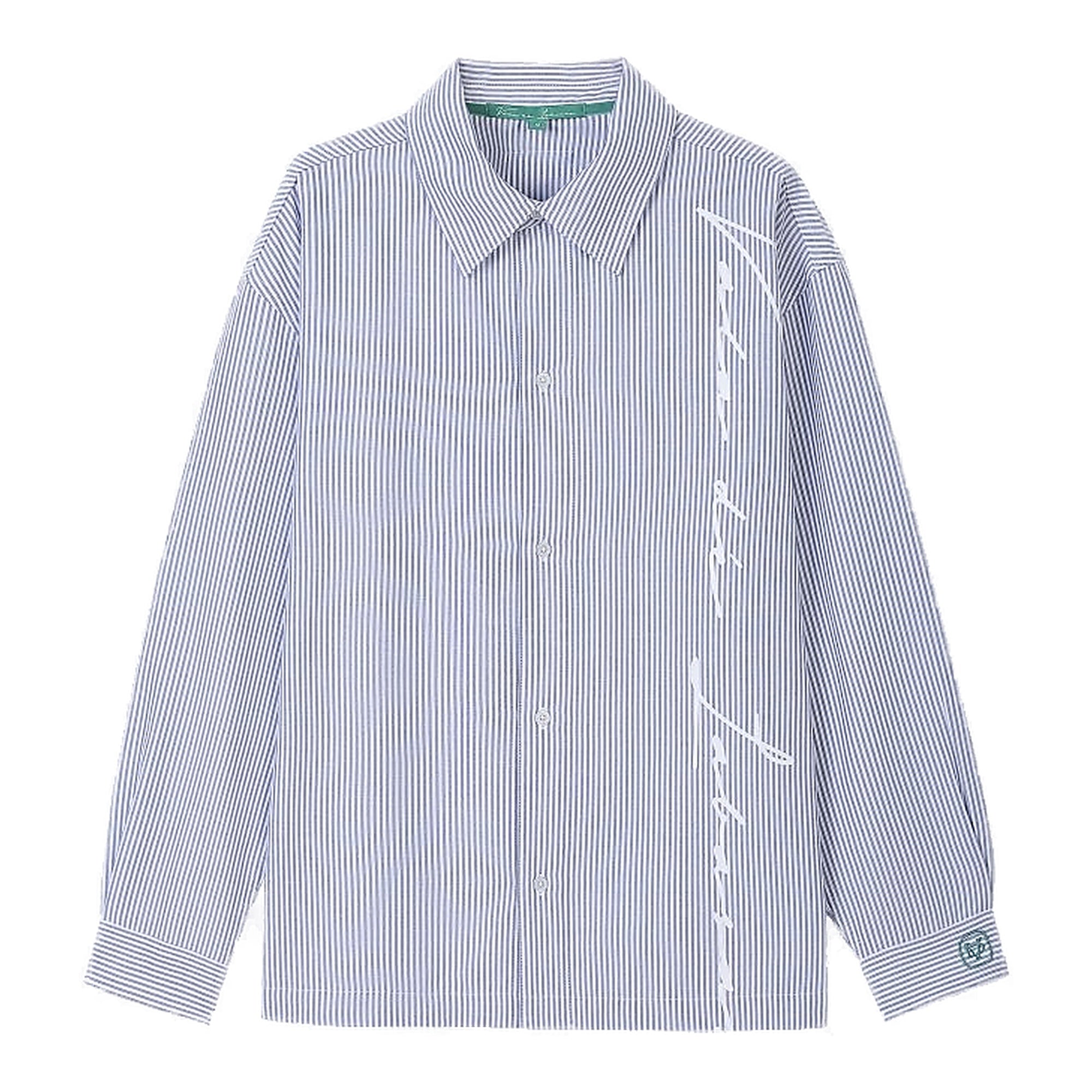 Vala De Labasas Rive Striped Button Down Jacket - Blue and White Stripes